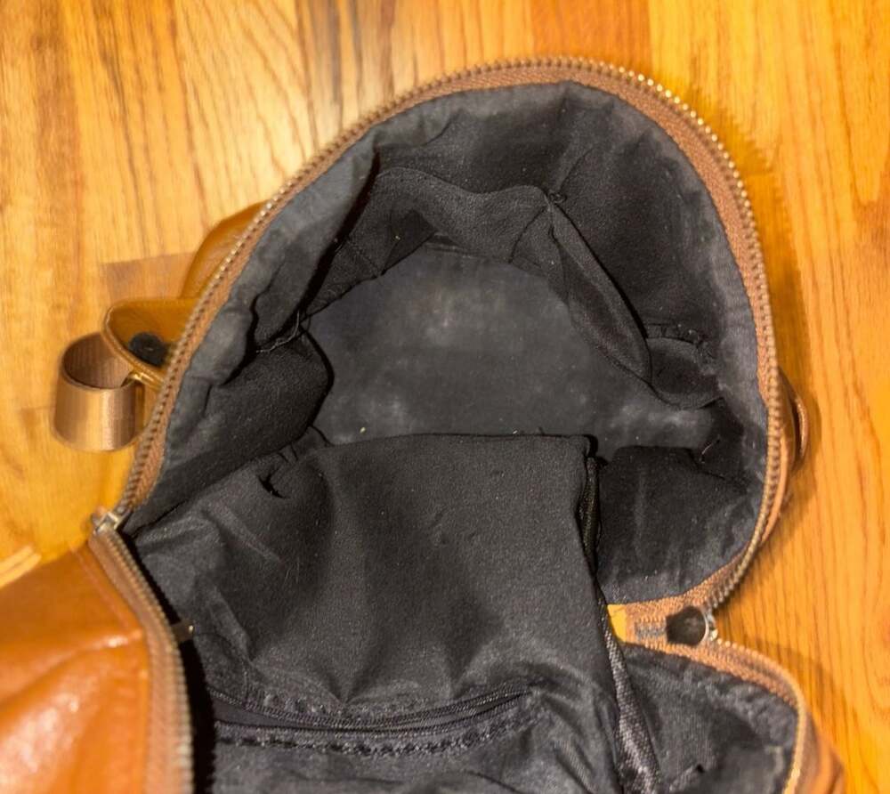 Harley-Davidson Brown Faux Leather Mini Backpack Purse with Zipper Detail - Picture 4 of 4